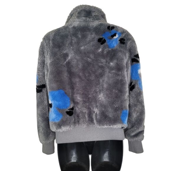 Marc New York Andrew Marc Faux Fur & Leather Jacket Gray Floral Small - Picture 2 of 7
